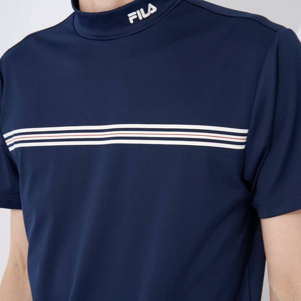新品 フィラ ゴルフ 半袖 モックネック シャツ 3Lサイズ 紺 ネイビー 743-600 吸汗速乾 UVカット 接触冷感 税込7,590円 743600 メンズの画像4