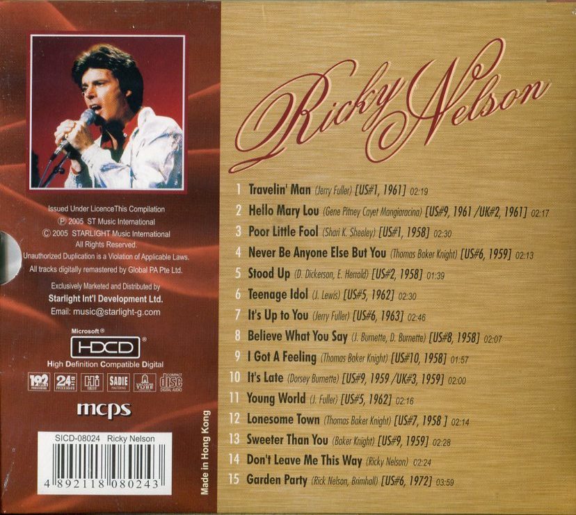 The Very Best Of RICKY NELSON Original Greatest Hit リッキー・ネルソンの画像2