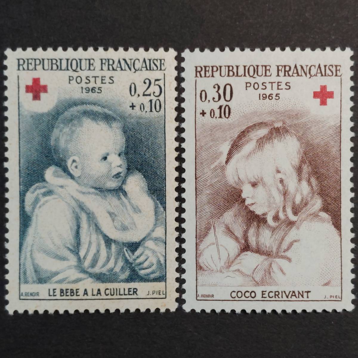 J031 France stamp red 10 character stamp [ru noire picture. design stamp 2 kind .]1965 year issue unused 