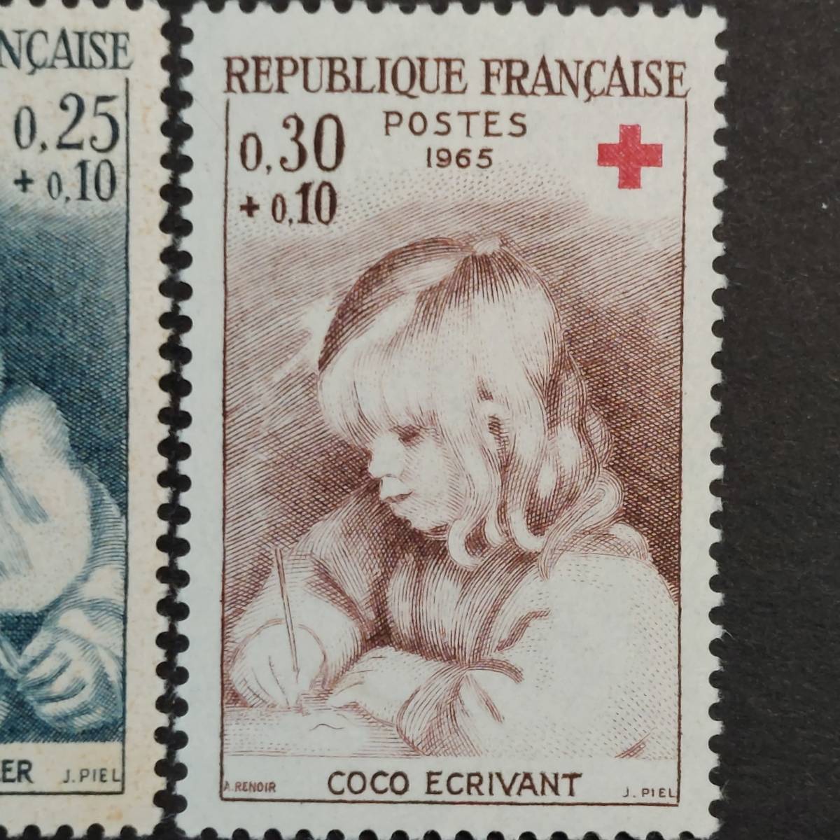 J031 France stamp red 10 character stamp [ru noire picture. design stamp 2 kind .]1965 year issue unused 