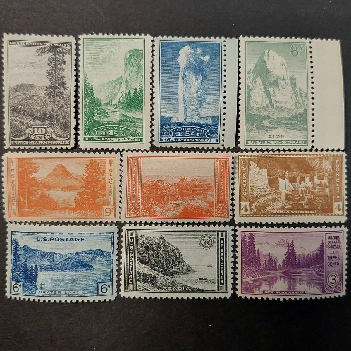 J141 アメリカ切手「国立公園切手10種完」1937年発行 未使用の画像1