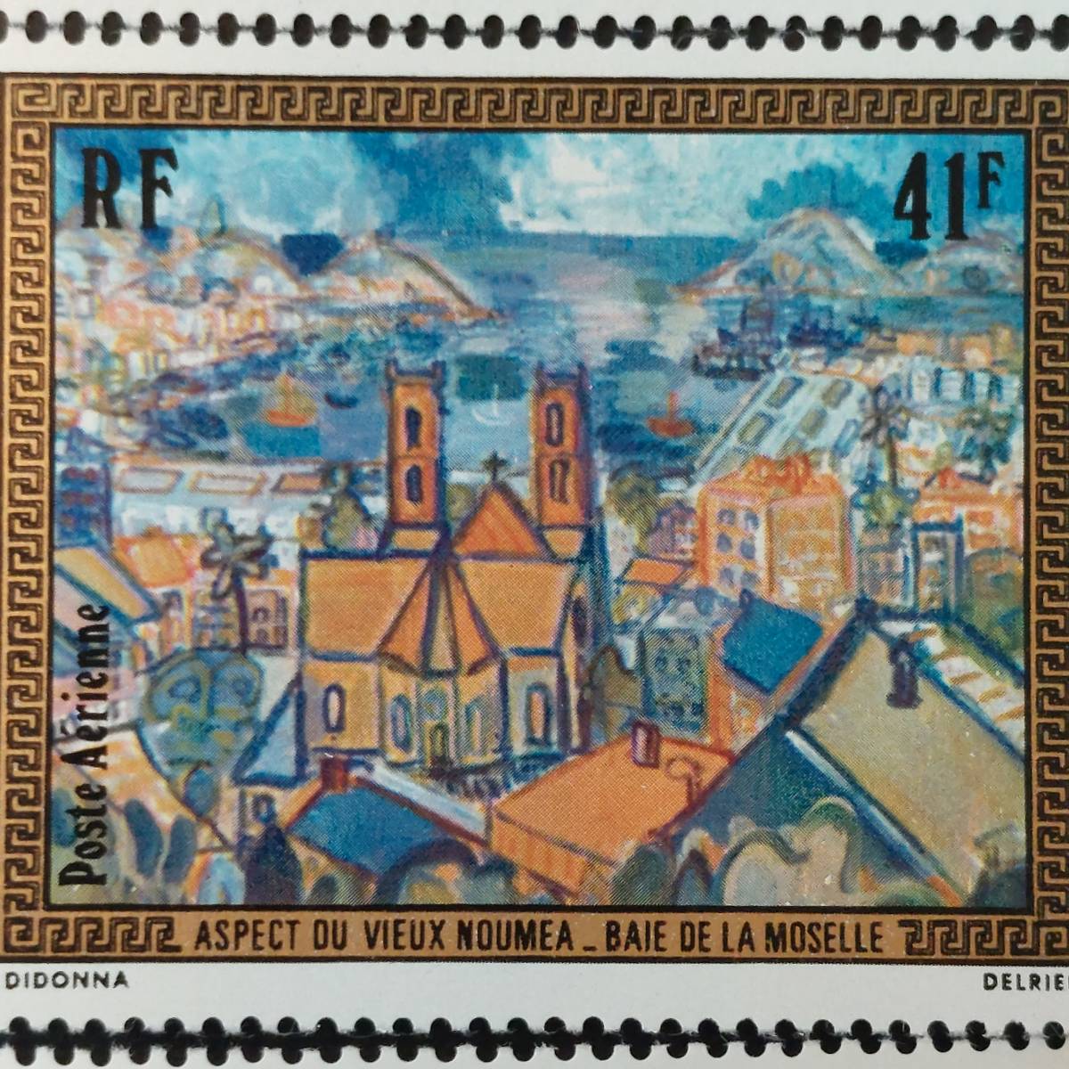 J144 ニューカレドニア切手「旧ヌメア(現首都)の絵画の航空郵便切手3種セット」1977-78年発行 未使用の画像3
