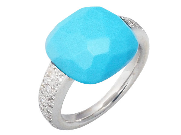 ◆ Miura ◆ Pomerato Pomellato Capri Burquoise Diamond Ring 9,5 K18WG
