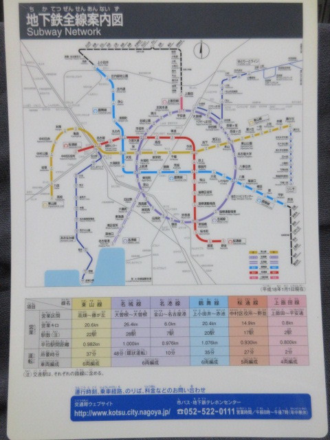 【下敷き】名古屋市交通局　地下鉄車両　LINEUP　地下鉄全線案内図　平成１８年_画像2