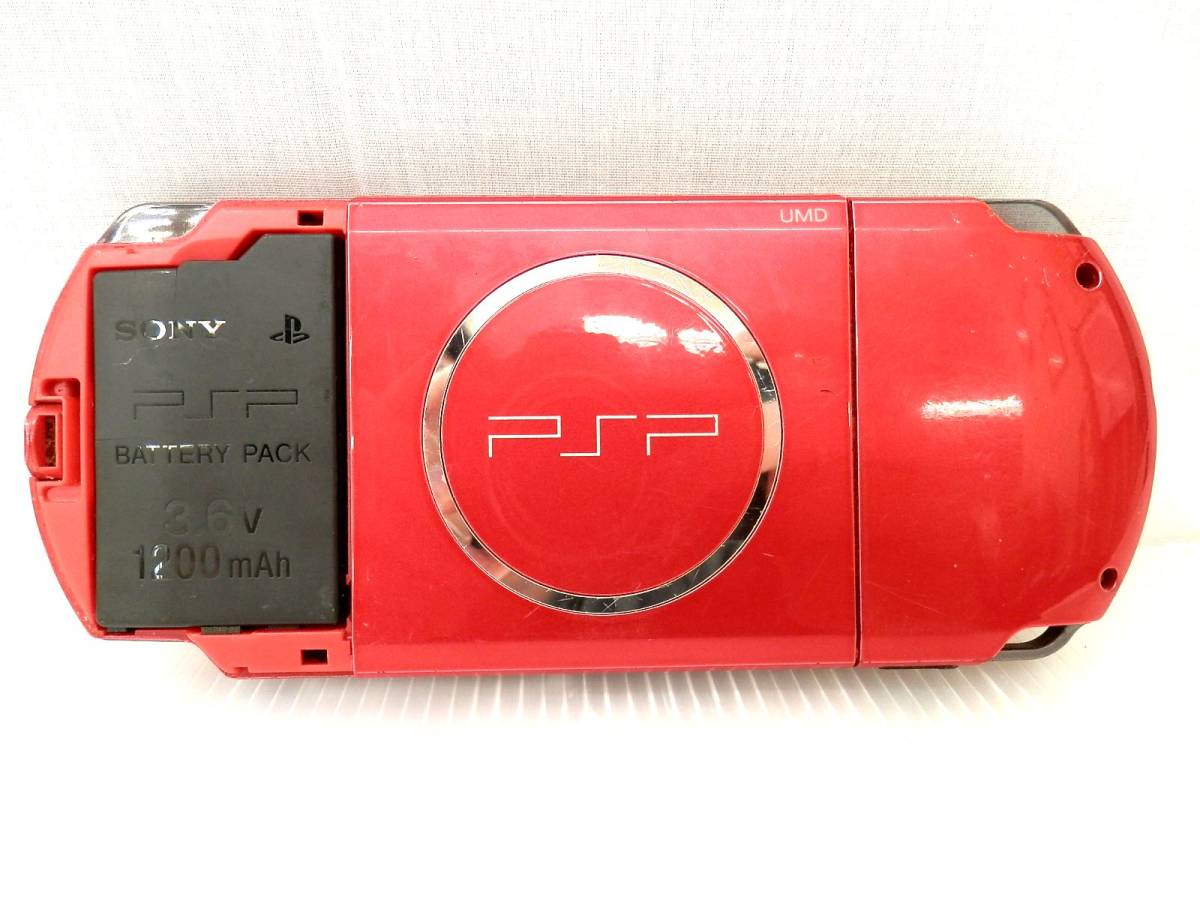 ●SONY ソニー PSP-3000 Radiant Red レディアントレッド 本体_バッテリーカバーが欠損しています。