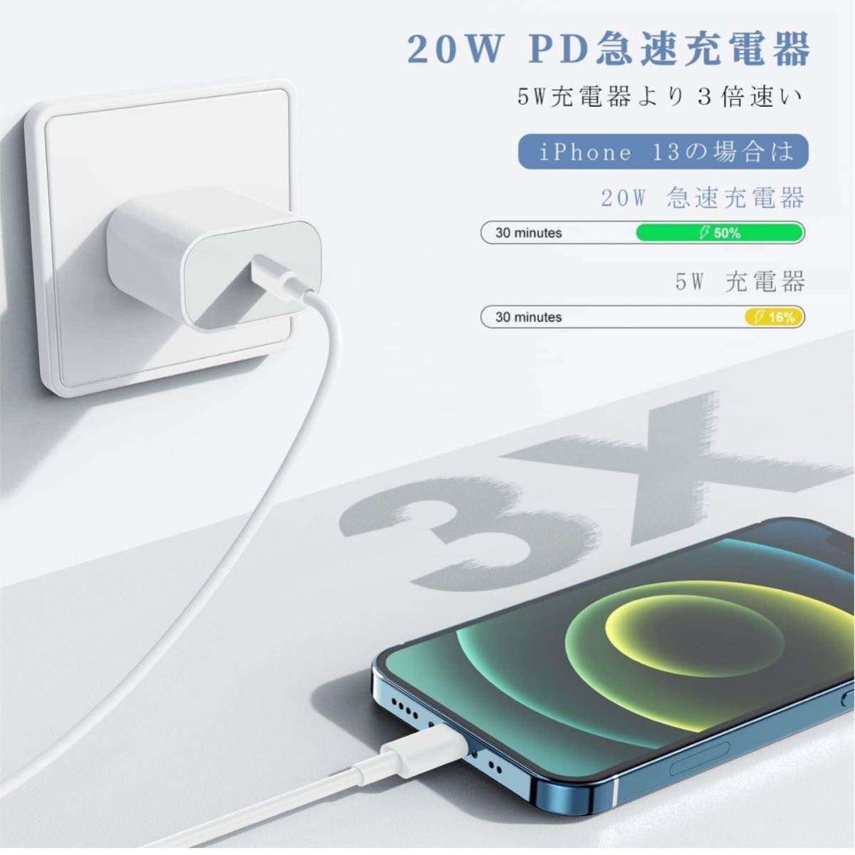 【開封のみ】Cardill★ iPhone 充電器 20W PD 急速充電 [MFi/PSE認証済み] USB C - iPhone 充電ケーブル 2m付き Type C スマホ _画像2