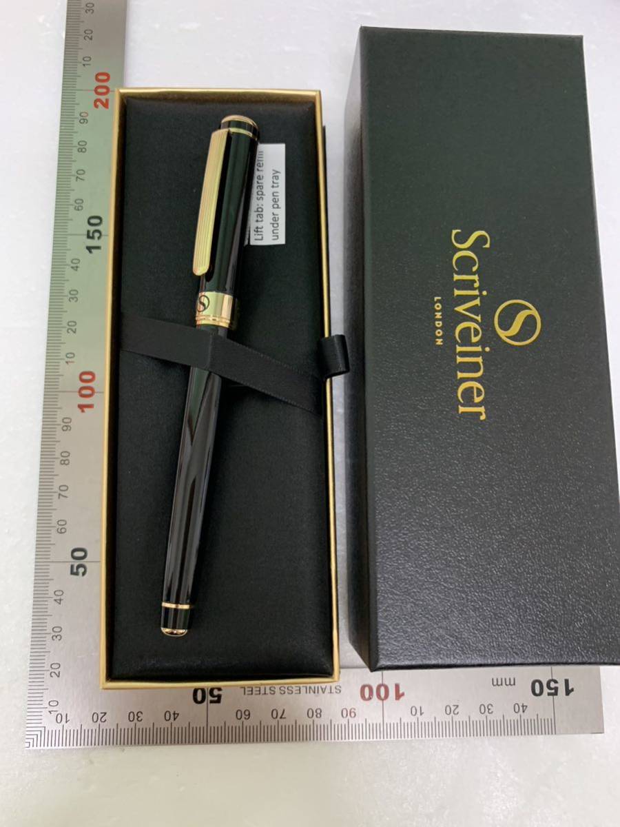 【開封のみ】Scriveiner★ Black Lacquer Rollerball Pen - Stunning Luxury Pen with 24K Gold Finish, Schmidt Inkボールペン の画像8
