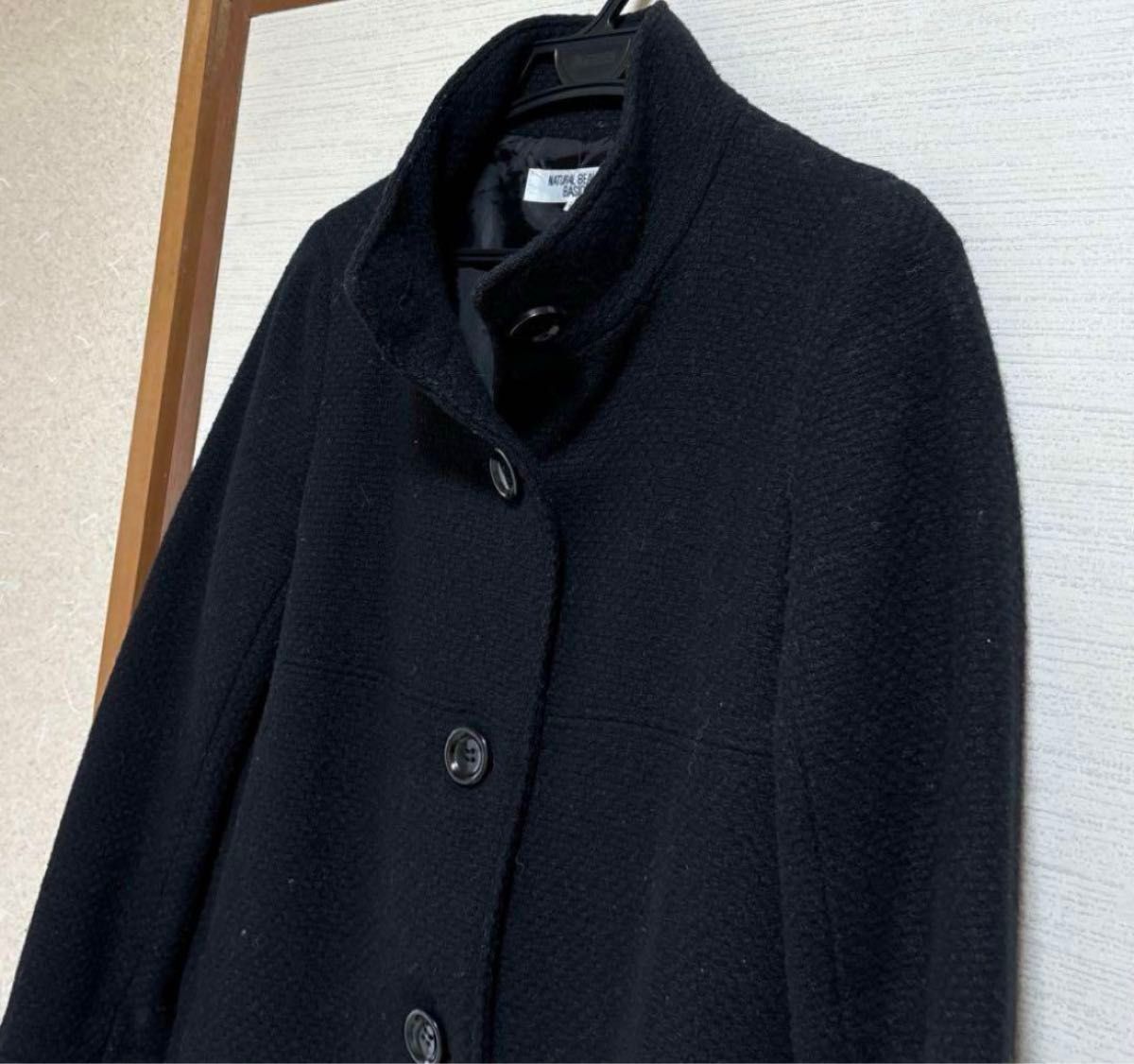 NATURAL BEAUTY BASIC ブラック　スタンドカラー　コート