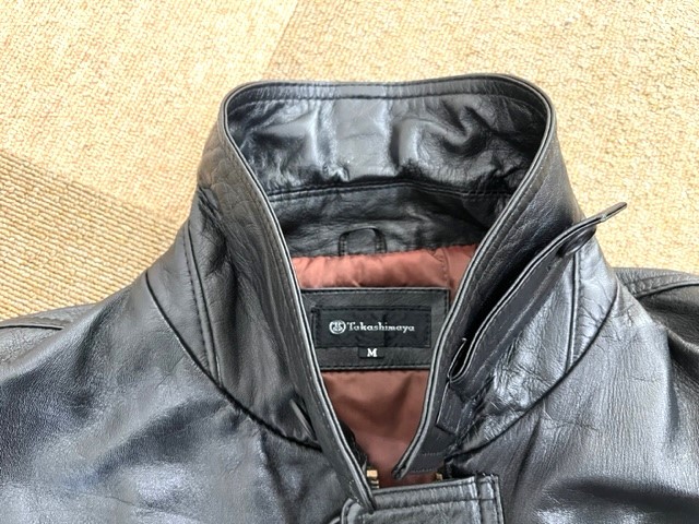 Takashimaya 高島屋 ラムレザー メンズコート Mサイズ 黒 羊革 ジャケット ジャンパーの画像5
