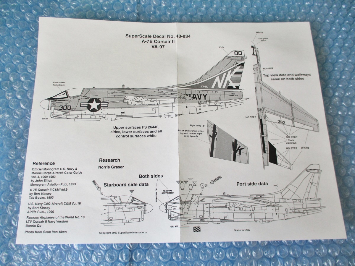 デカール スーパースケールデカール NO.48-834 A-7E Corsair II 軍用機デカール 稀少 未使用 プラモデル _画像2