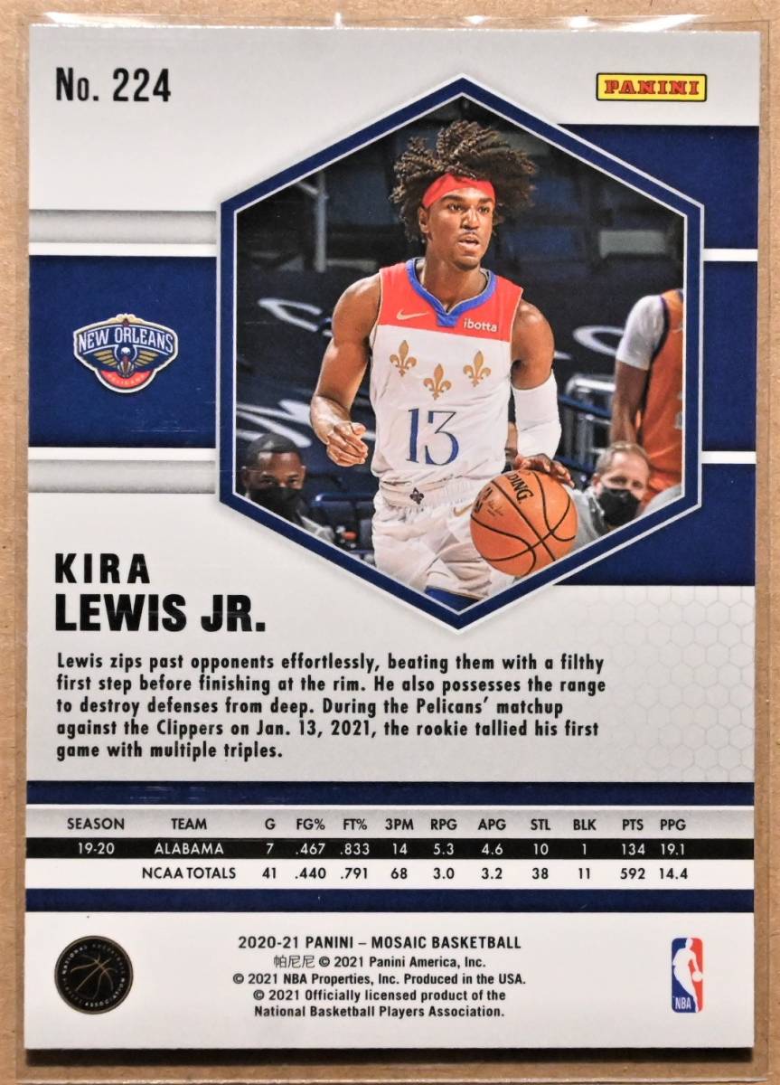 KIRA LEWIS JR. (カイラ・ルイス・ジュニア) 2020-21 MOSAIC ROOKIE CARD ルーキー トレーディングカード 【NBA,ペリカンズ,PELICANS】