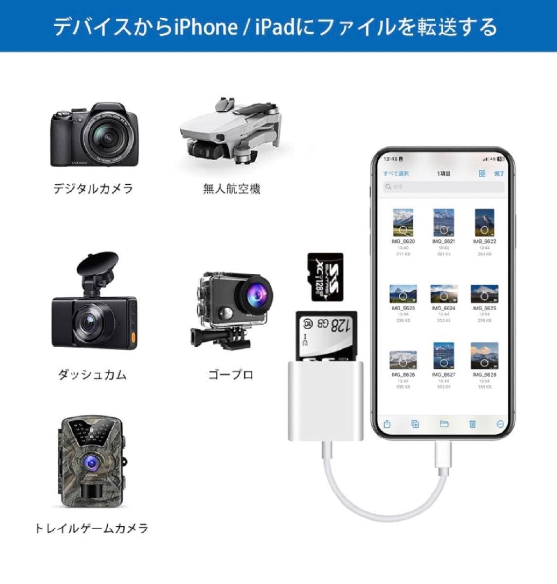 iphone sdカードリーダー 2in1
