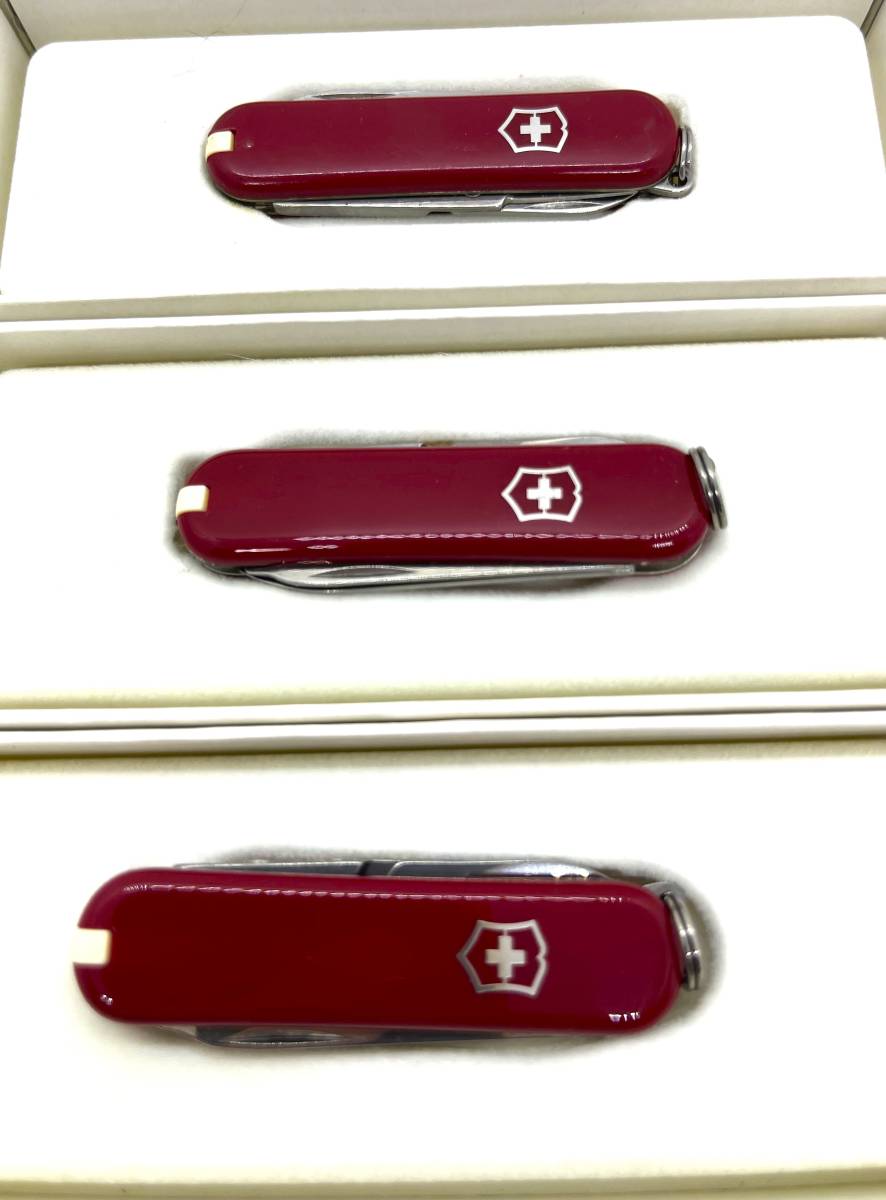 未使用★VICTORINOX　ビクトリノックス　ポケットナイフ　3枚刃　まとめ3点　アウトドア　箱付/2876-20_画像2