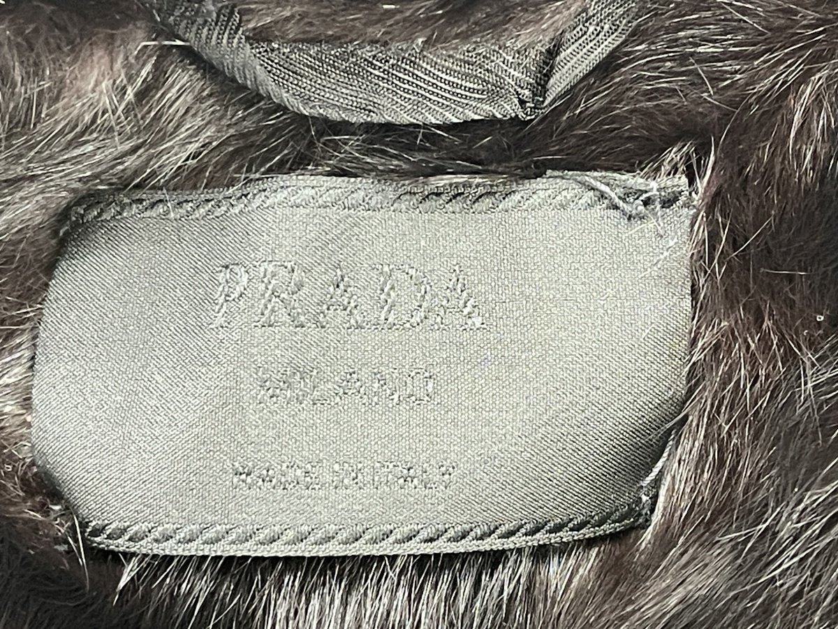 PRADA プラダ ブルゾン ナイロン ミンク毛皮裏地 表記42 レディース 黒系[03-3306_画像8