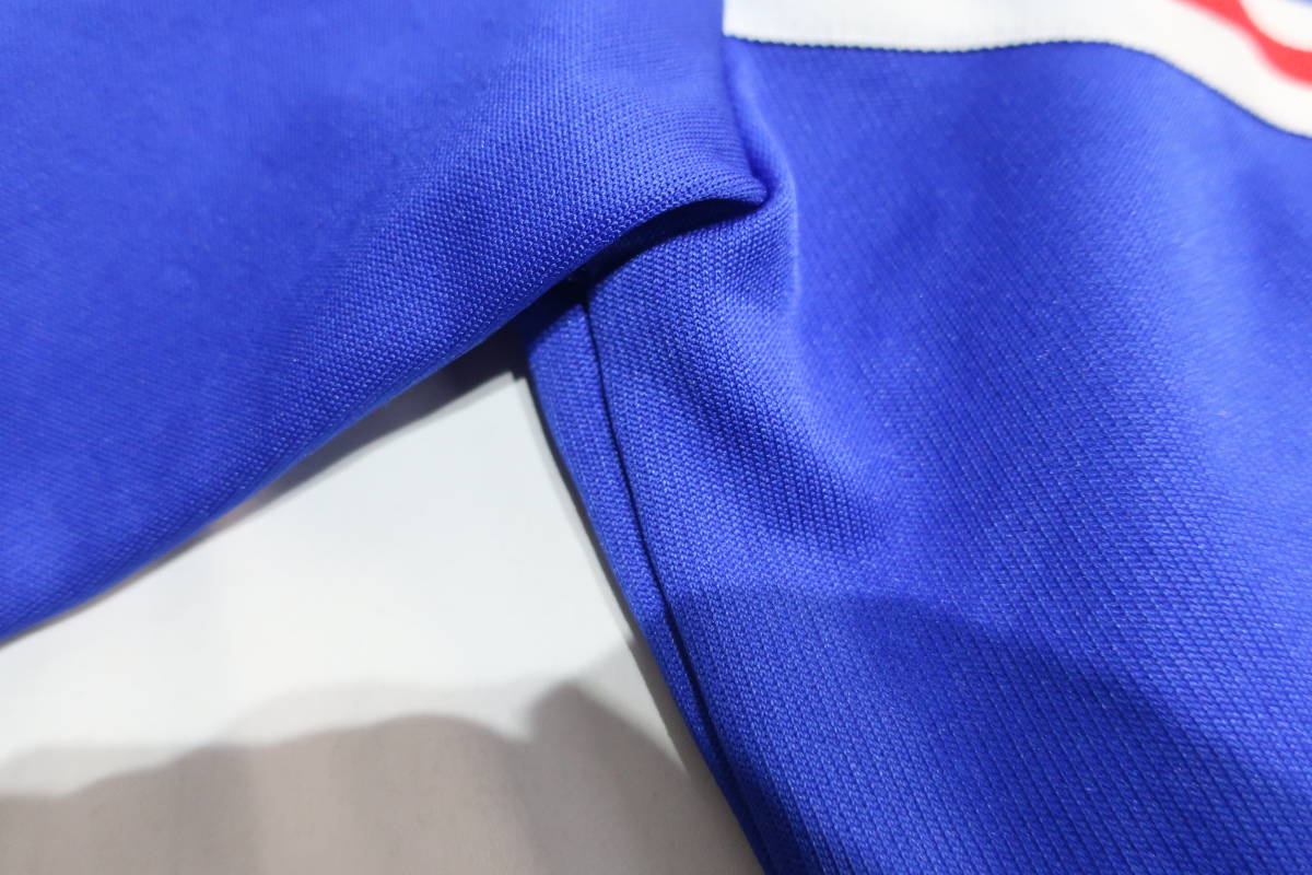【送900円】　7908　adidas　アディダス　メンズ　トラックジャケット　ジップアップ　ブルー系　トリコロール　JASPO O　デサントタグ_画像4