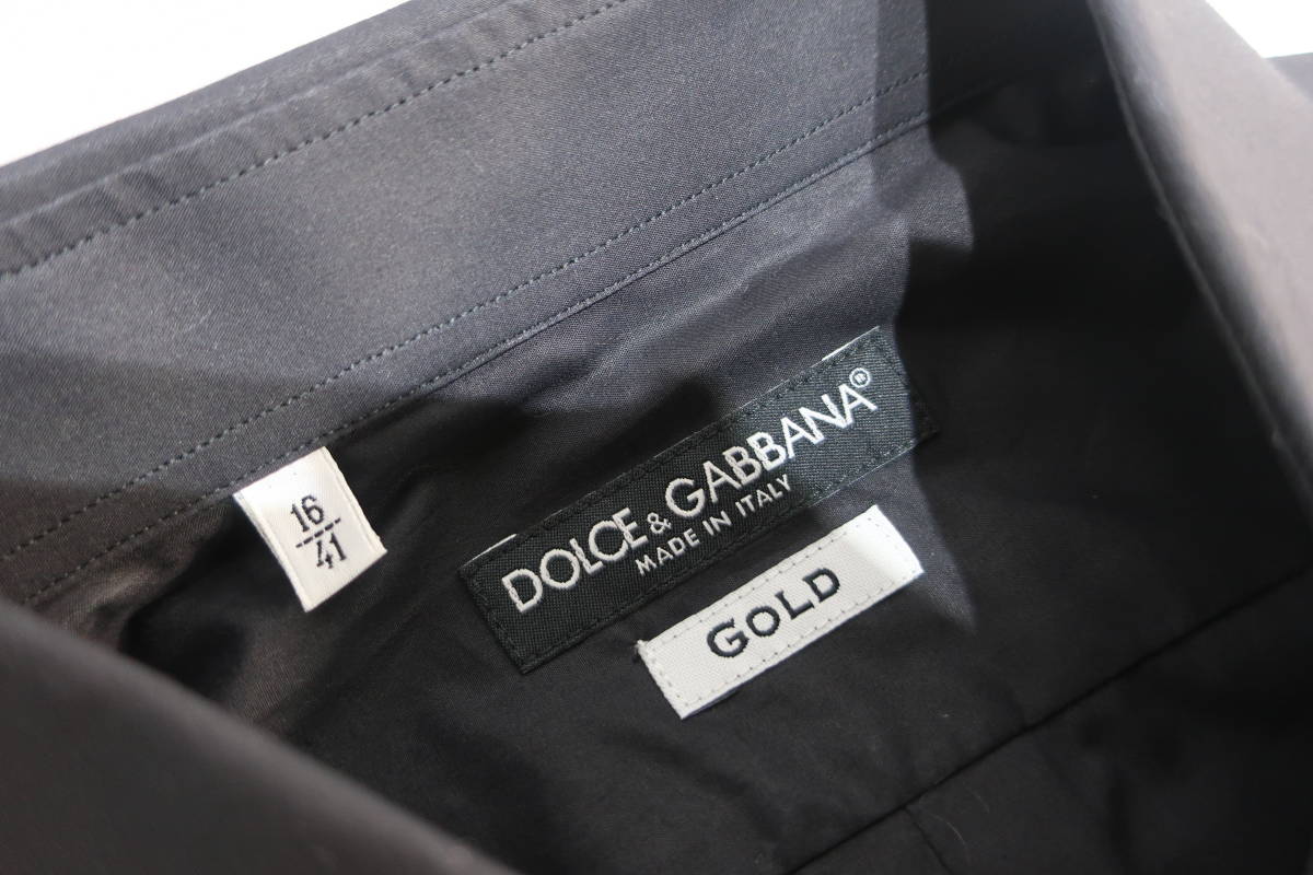 ★【S送900円】　1036　DOLCE&GABBANA　ドルチェ＆ガッバーナ　GOLD　シャツ　ブラウス　プリーツ　コットン　黒　16/41_画像8