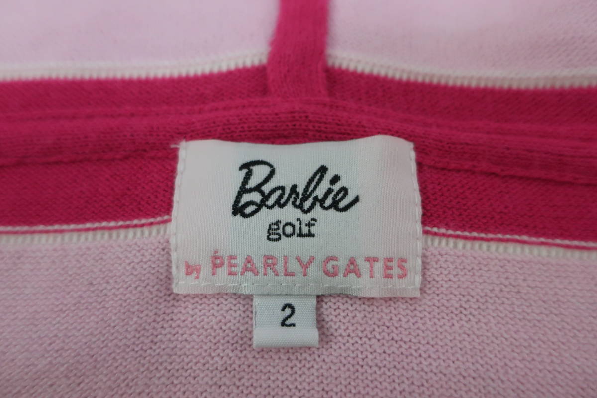 【送900円】 8089 最終 Barbie golf by PEARLY GATES バービー×パーリーゲイツ ニットパーカー ジップアップ ピンク縞 2の画像4