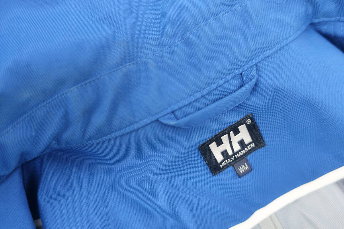 【送900円】 8425 最終 HELLY HANSEN ヘリーハンセン ロングコート ステンカラー ブルー WM 比翼ジップアップ はっ水加工の画像8