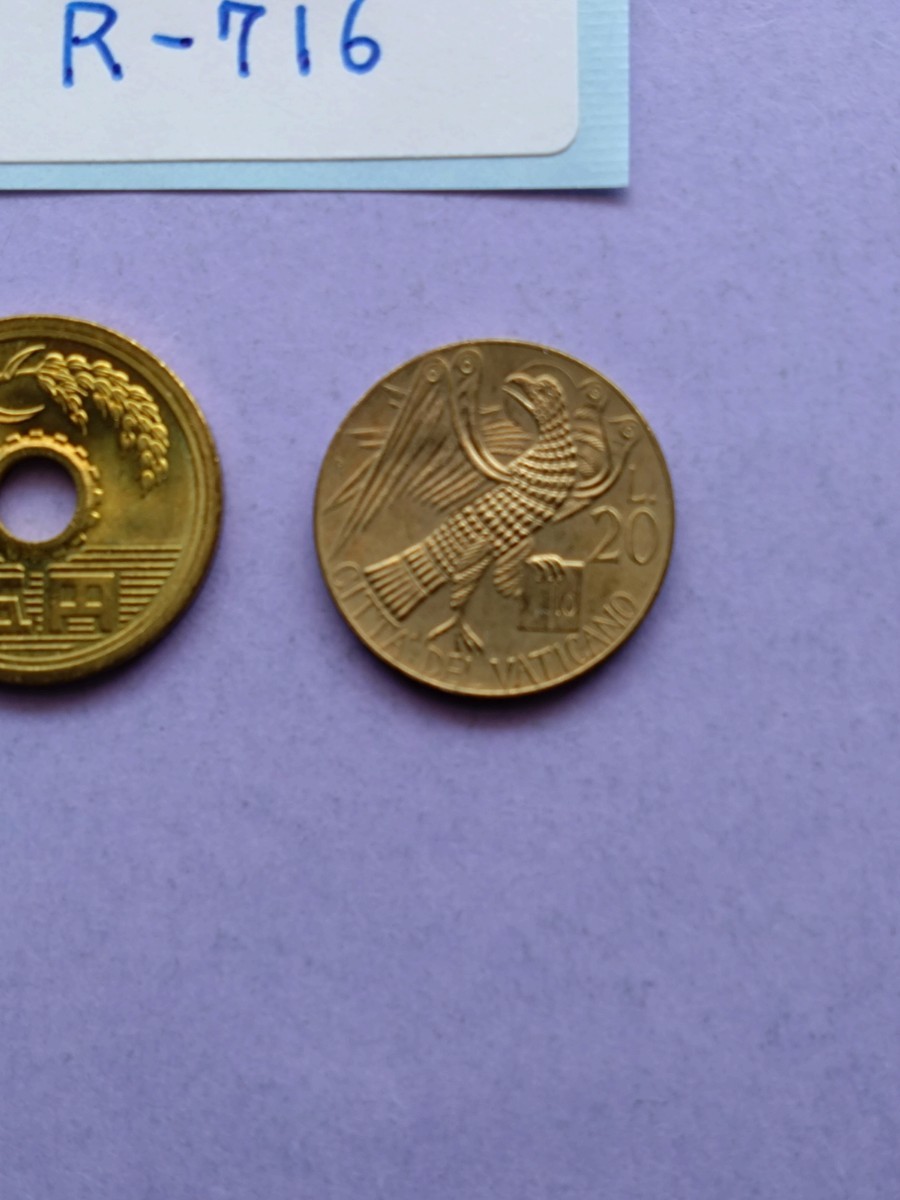 外国コイン　バチカン　(Rー７１６)　２０リラ硬貨　１９８５年_画像2