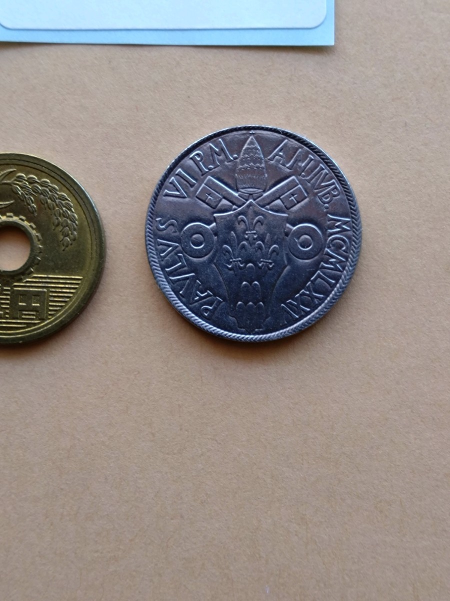 外国コイン　バチカン　(Rー７２４)　５０リラ硬貨　１９７５年　教皇パウロ６世　聖年_画像7