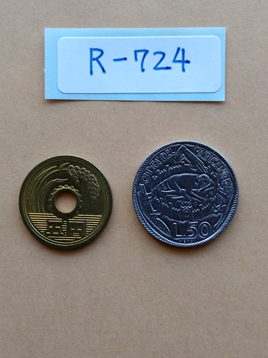 外国コイン　バチカン　(Rー７２４)　５０リラ硬貨　１９７５年　教皇パウロ６世　聖年_画像1