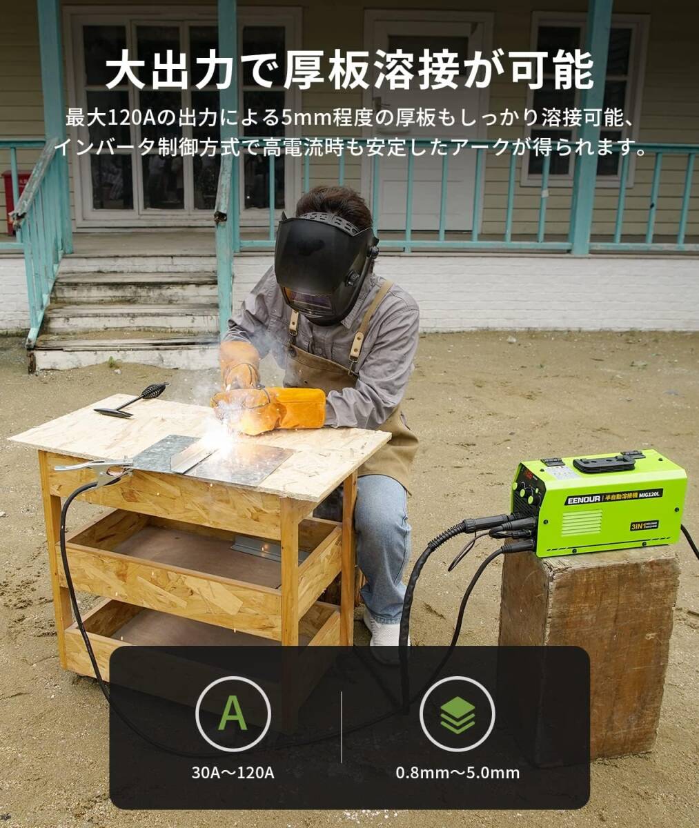 半自動溶接機 MIG120L 最大出力120A 1台3役 ノンガスMIG被覆 半自動溶接機 MIG120L 最大出力120A 1台3役 ノンガスMIG被覆