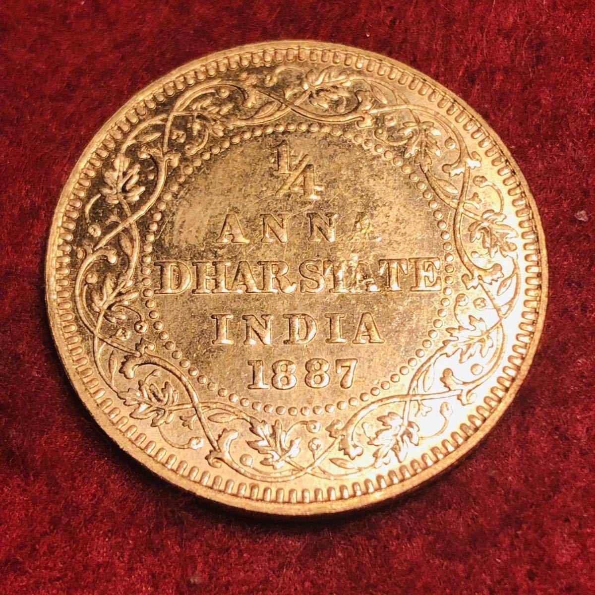 イギリス　ビクトリア女王　イギリス領インド　1887年　銅貨　希少　古銭　_画像2