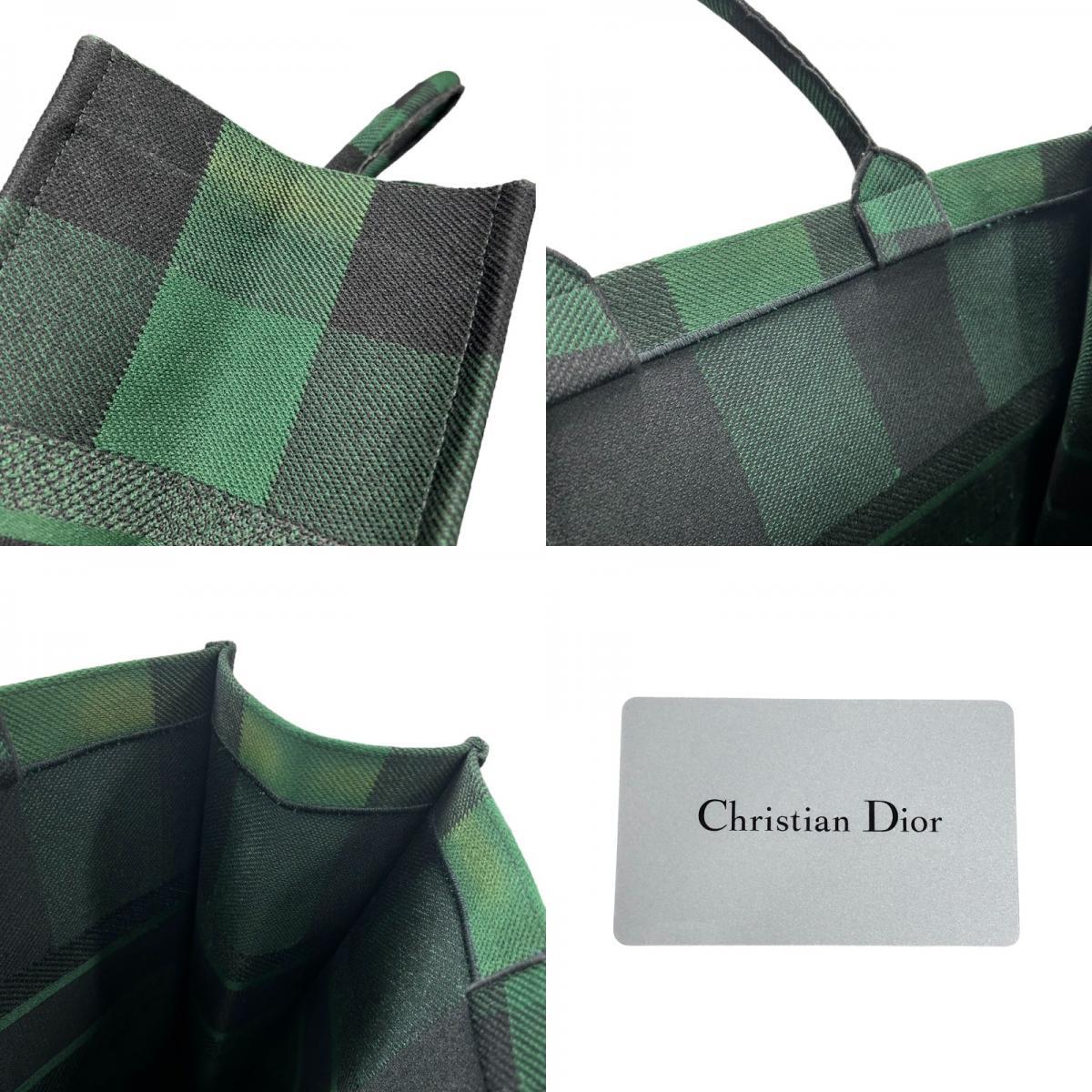 クリスチャン・ディオール Christian Dior ブックトート ラージ M1286ZRKQ グリーン/チェック キャンバス トートバッグ レディース 中古_画像10