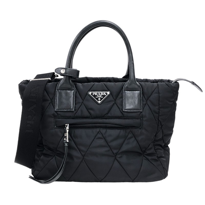 プラダ PRADA テスートボンバー2wayバッグ 1BG168 ブラック ナイロン トートバッグ レディース 中古