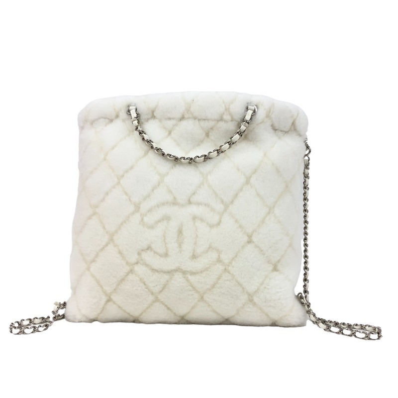 シャネル CHANEL ラージバックパック AS4278 ホワイト シルバー金具 シアリングラムスキン リュック・デイパック レディース 中古_画像1