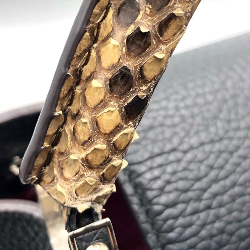 ルイ・ヴィトン LOUIS VUITTON カプシーヌMM N92800 ブラック×パイソン ハンドバッグ レディース 中古_画像5