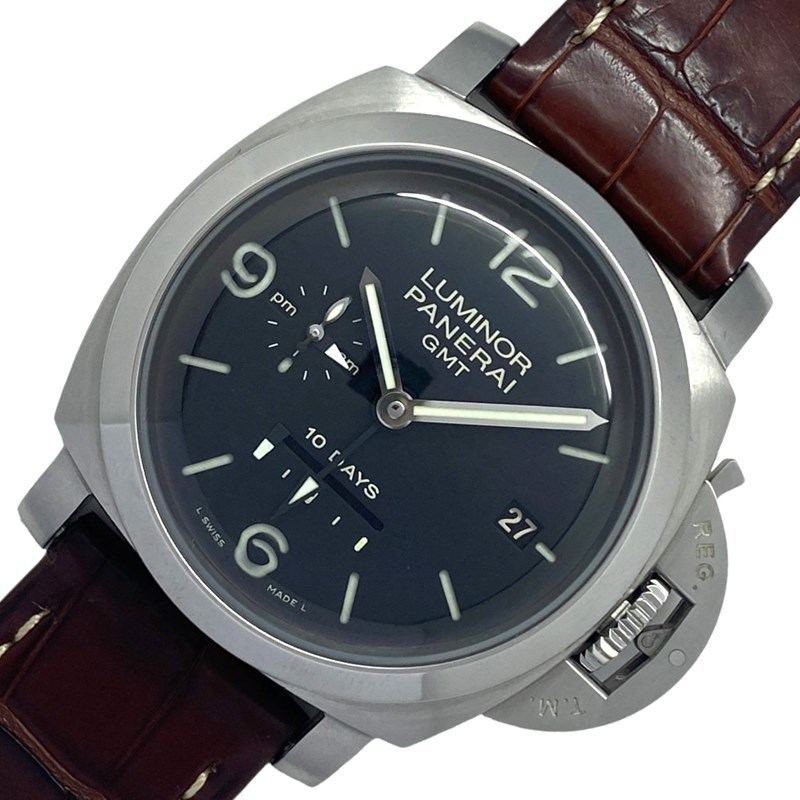 パネライ PANERAI ルミノール1950 10デイズGMT PAM00270 ブラック SS 腕時計 メンズ 中古
