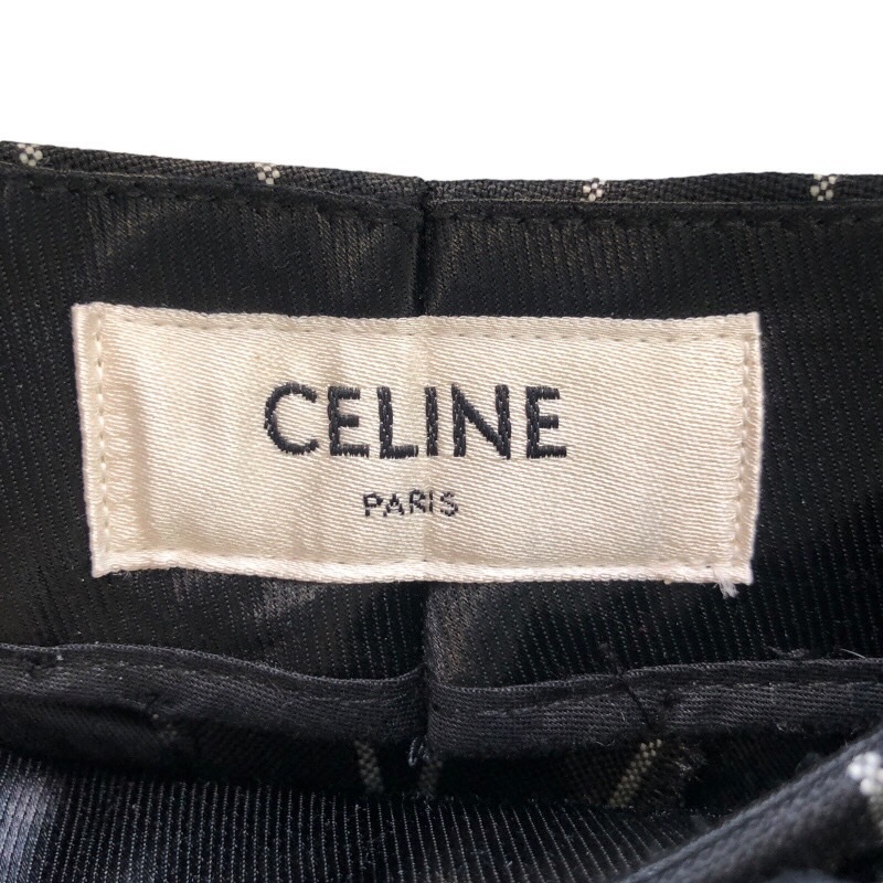 セリーヌ CELINE ストライプスラックスパンツ ブラック ウール パンツ レディース 中古_画像3