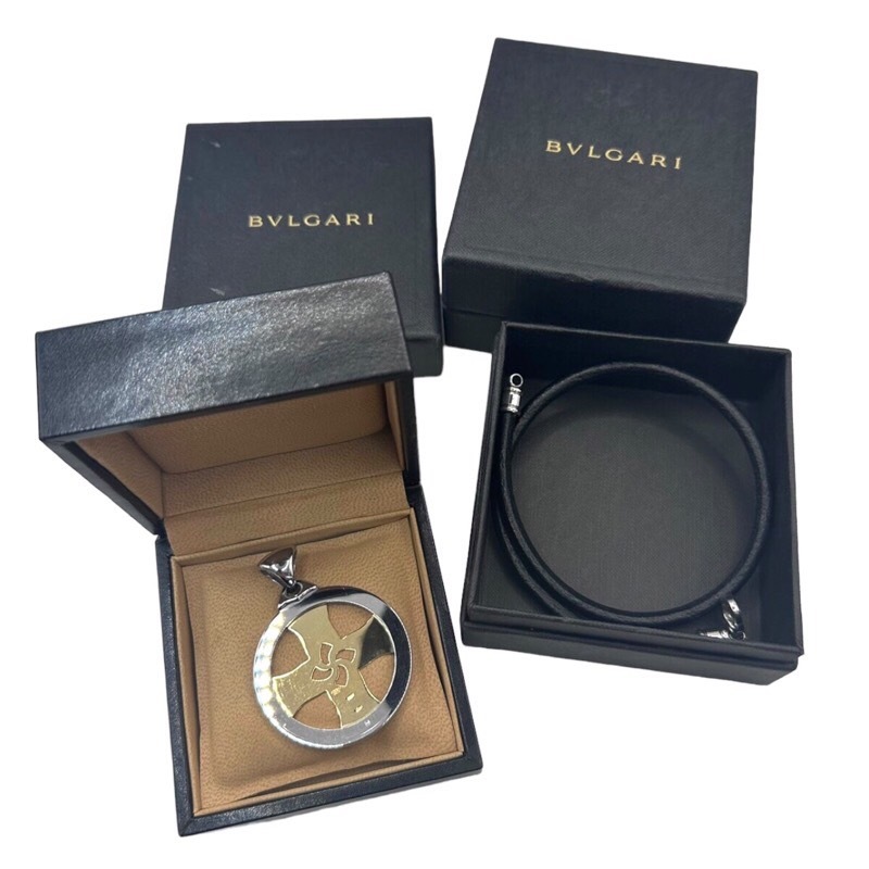 ブルガリ BVLGARI トンドクロス レザーチョーカー 750YG/SS ジュエリー 中古_画像6