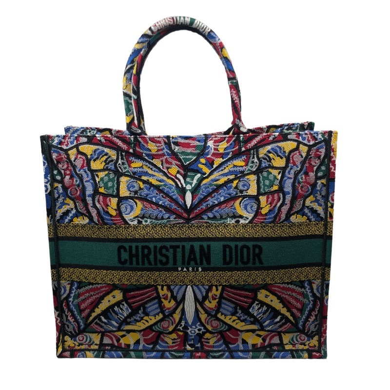 クリスチャン・ディオール Christian Dior ブックトートラージ マルチカラー キャンバス トートバッグ レディース 中古