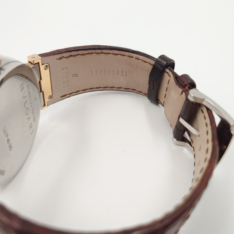 ブルガリ BVLGARI ルチュア LU40C6SPGLD(LUP40SG) SS/K18PG/レザーストラップ 腕時計 メンズ 中古_画像5