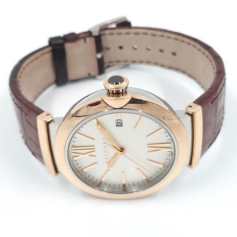 ブルガリ BVLGARI ルチュア LU40C6SPGLD(LUP40SG) SS/K18PG/レザーストラップ 腕時計 メンズ 中古_画像2