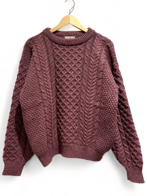 【高い素材】 エルエルビーン L.L.Bean アイルランド製 80s fisherman's セーター ニット ウール アラン フィッシャーマン sweater 男性用