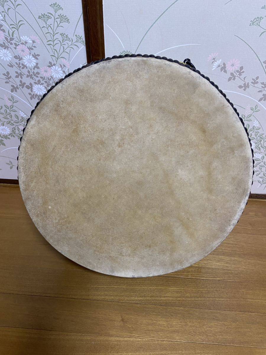 太鼓 和太鼓 宮太鼓 耳有り　打面43.2cm 胴高18.5cm 重さ約4.4ｋｇ 舞台 祭り 中古★0721T