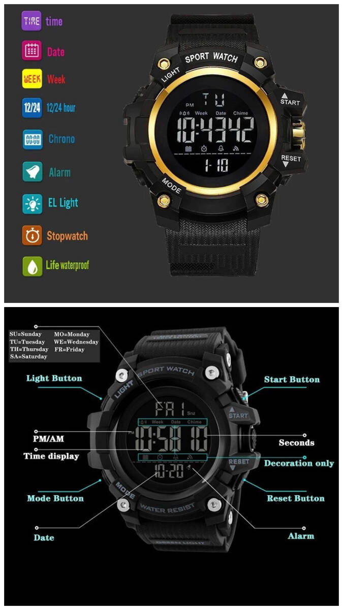 спорт наручные часы наручные часы часы цифровой тип LED цифровой наручные часы цифровой велосипед спорт уличный кемпинг бег 2