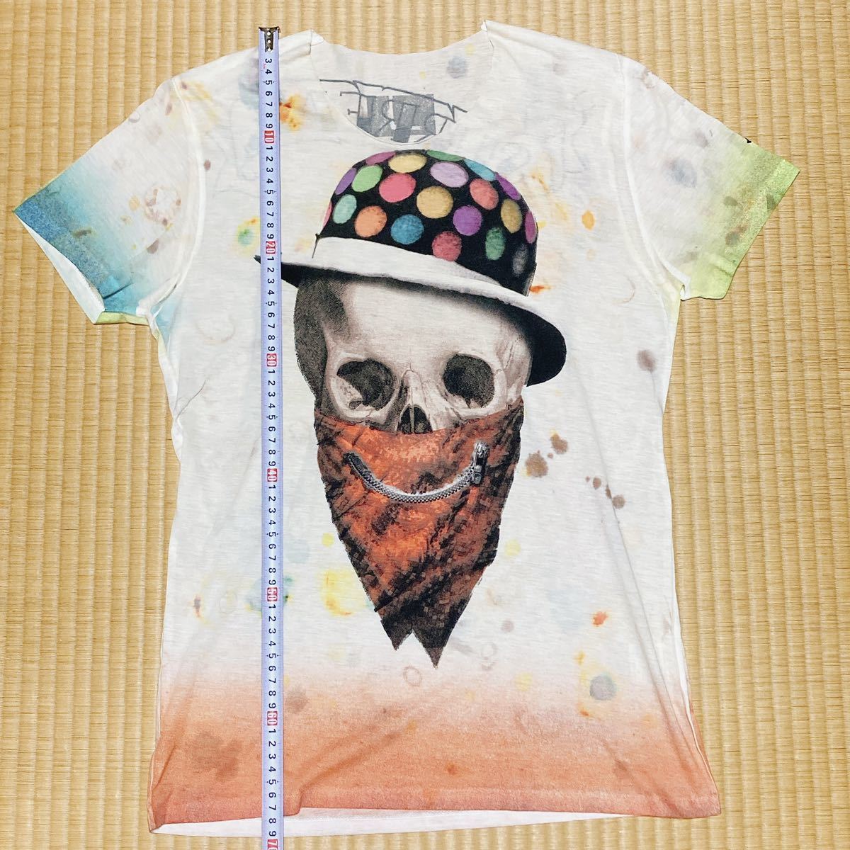 極美品 マックスシックス ハットバンディット スカル Tシャツ L カットソー maxsix 帽子 skull bleach ロイヤルフラッシュ ROYAL FLASH Y2K