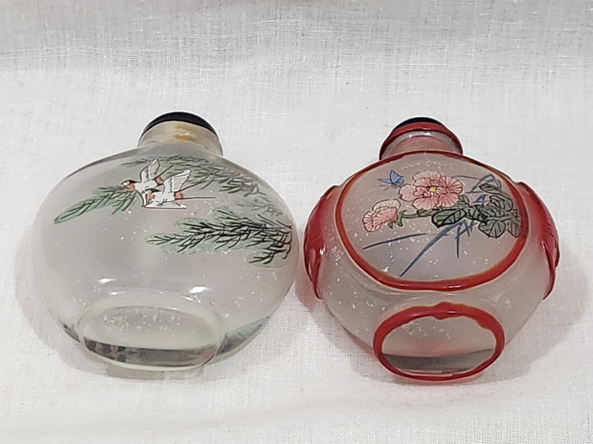 中国　ガラス　香水瓶　中国美術　鼻煙壺　鼻煙壷　2個_画像5