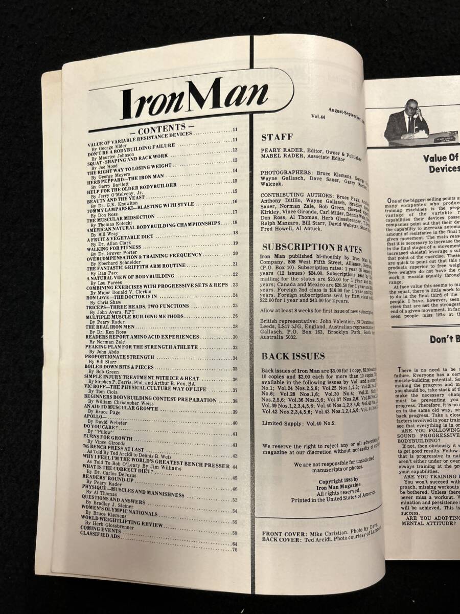 【302雑誌】アイアンマン　Iron Man 1985年　ボディビルダー　5冊_画像8