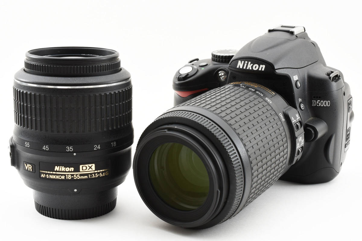 【美品】ニコン Nikon D5000 ダブルレンズセット 《ショット数7382回》 iPhone画像転送可能セット 　　　 FE130221A2812