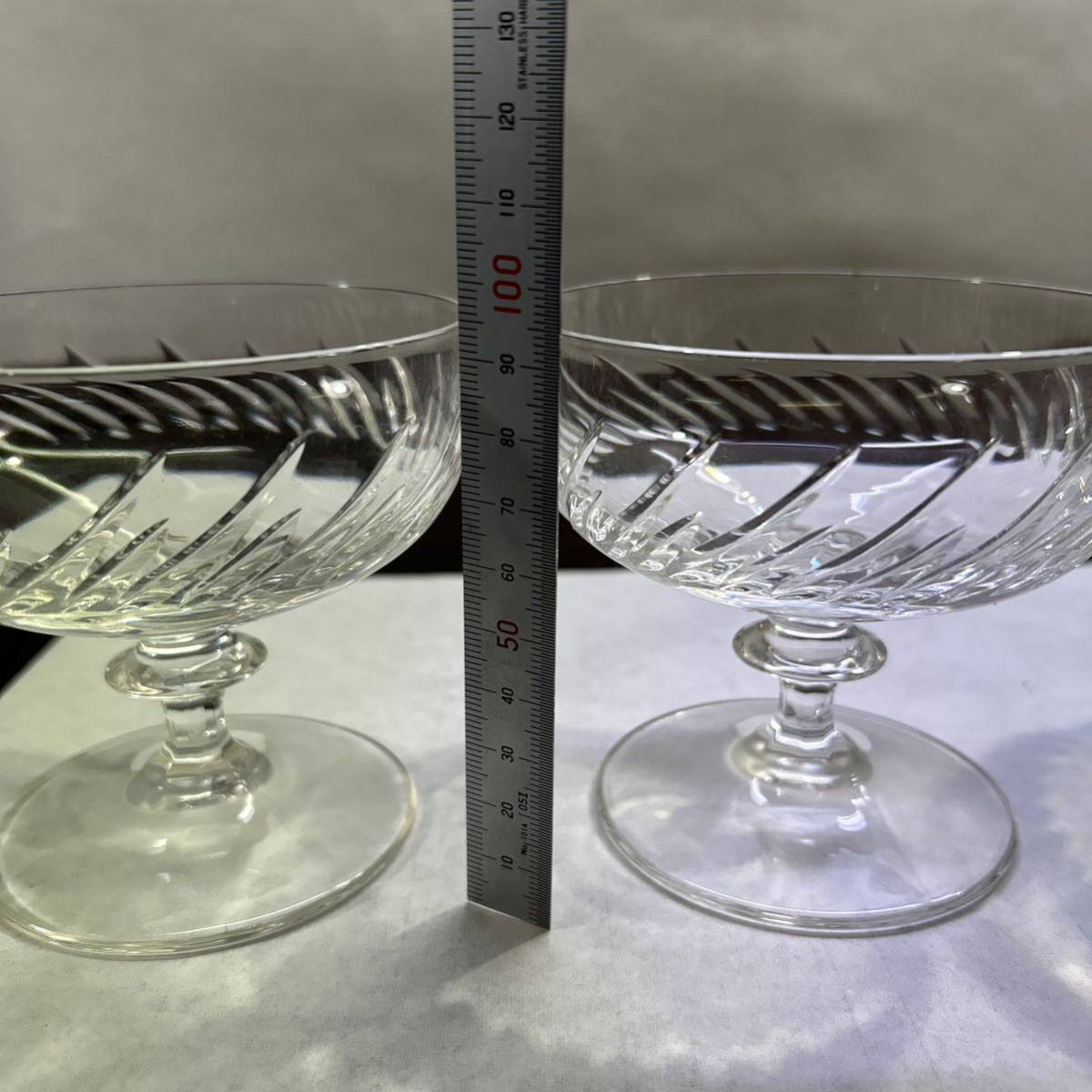 アイスクリームカップ 氷コップ 3脚セット グラス かき氷カップ 昭和レトロ デザートグラス ガラス クリスタル 昭和レトロ アンティークの画像8