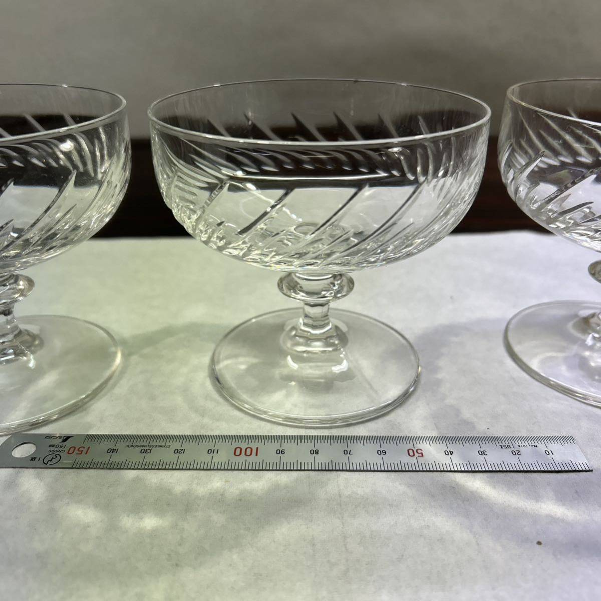 アイスクリームカップ 氷コップ 3脚セット グラス かき氷カップ 昭和レトロ デザートグラス ガラス クリスタル 昭和レトロ アンティークの画像9