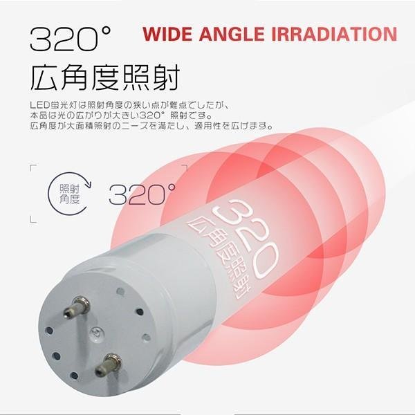 led蛍光灯 40W形 広角320度「10本セット」直管 120cm 2300LM SMDチップ FL40 グロー式工事不要 ポリカー 軽量 1年保証 色選択_画像5