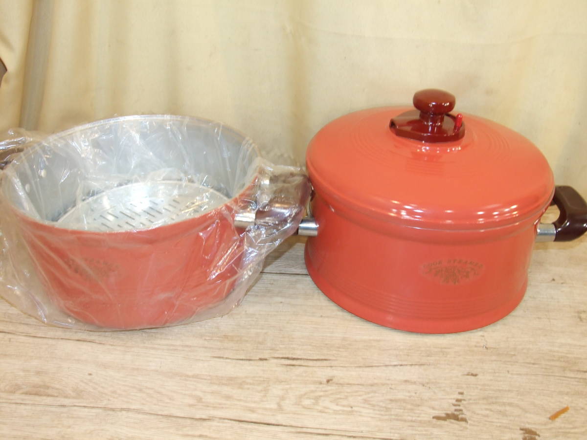 アルミ 蒸し鍋 IH不可 2段鍋 蒸篭 蒸し料理 直径約２８㎝ 全高さ36㎝ 両手鍋 未使用 保管品の画像2