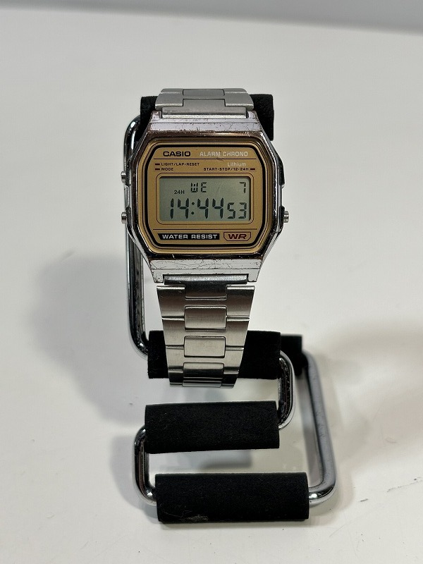 CASIO カシオ 腕時計 593 A158WE デジタル スクエア シルバーカラー USED 中古　(R601_画像2