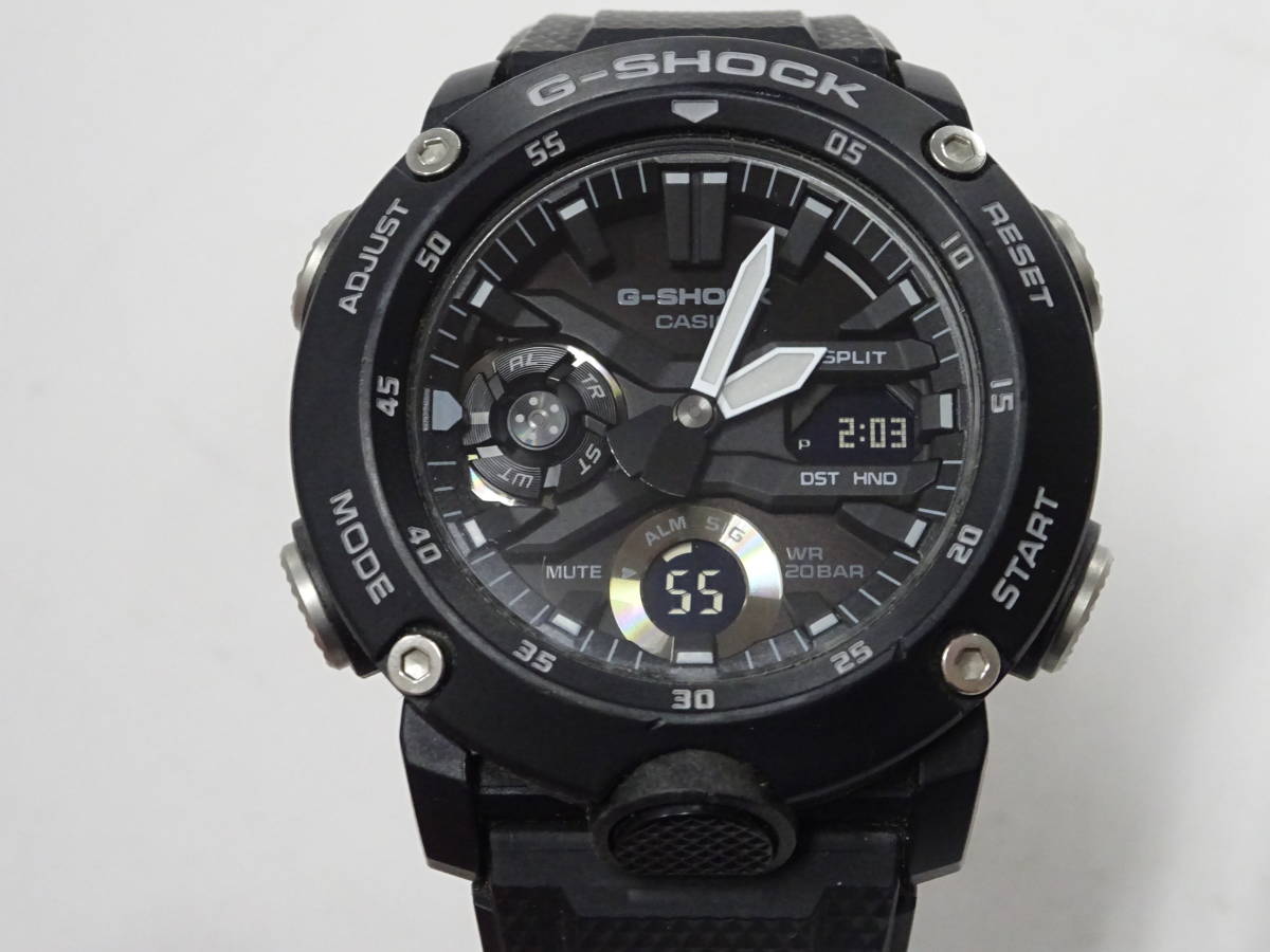 (つ-U-560)G-SHOCK ジーショック 腕時計 GA-2000 デジタル カーボンコアガード ブラック メンズ CASIO カシオ 動作品 中古_画像2